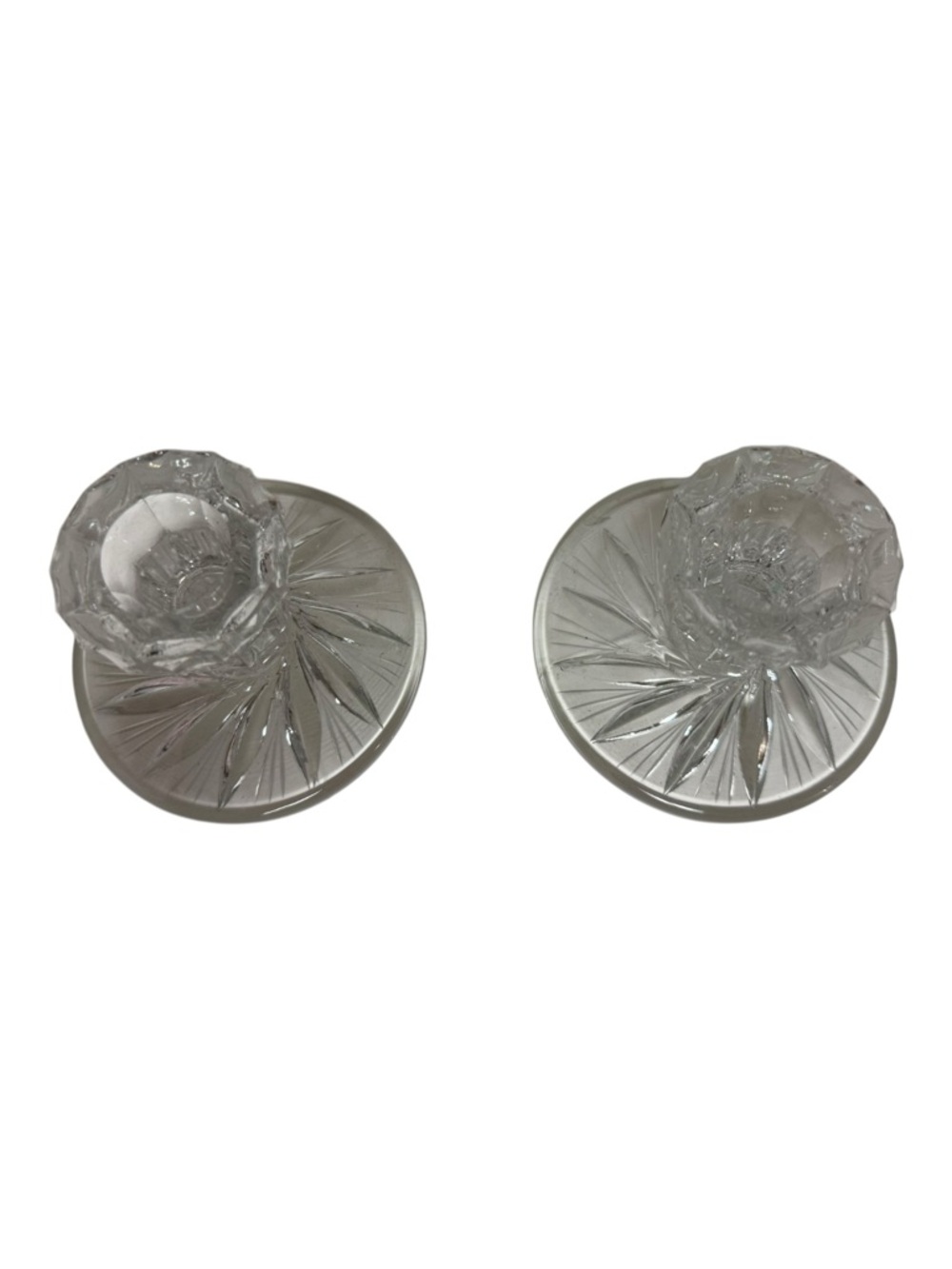 Vintage Bohemian Lead Crystal Star and Pinwheel Candlestick Holders | Set Of 2 - Picture 2 of 9